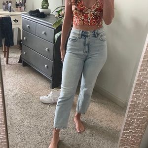 Abercrombie ultra high rise light wash straight jeans
